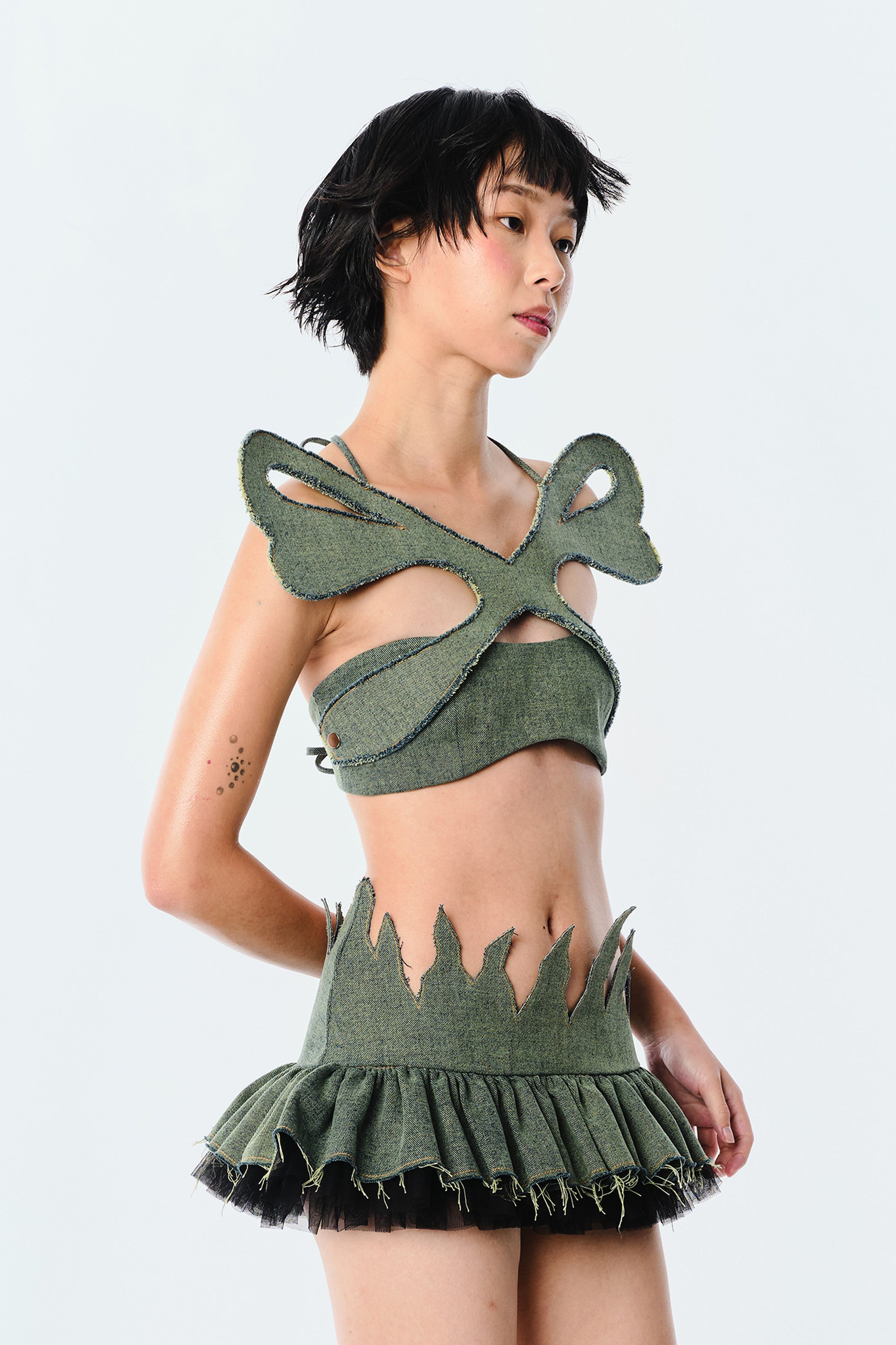 Pixie Fluff Skirt (Faded Green)