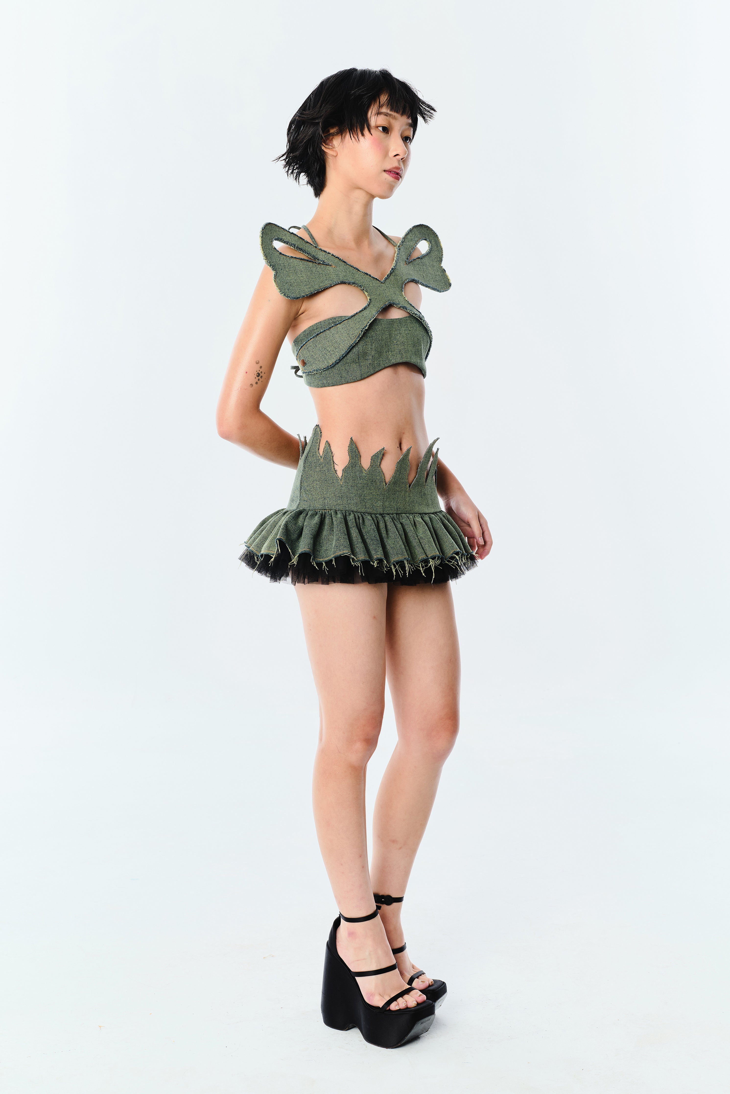 Pixie Fluff Skirt (Faded Green)