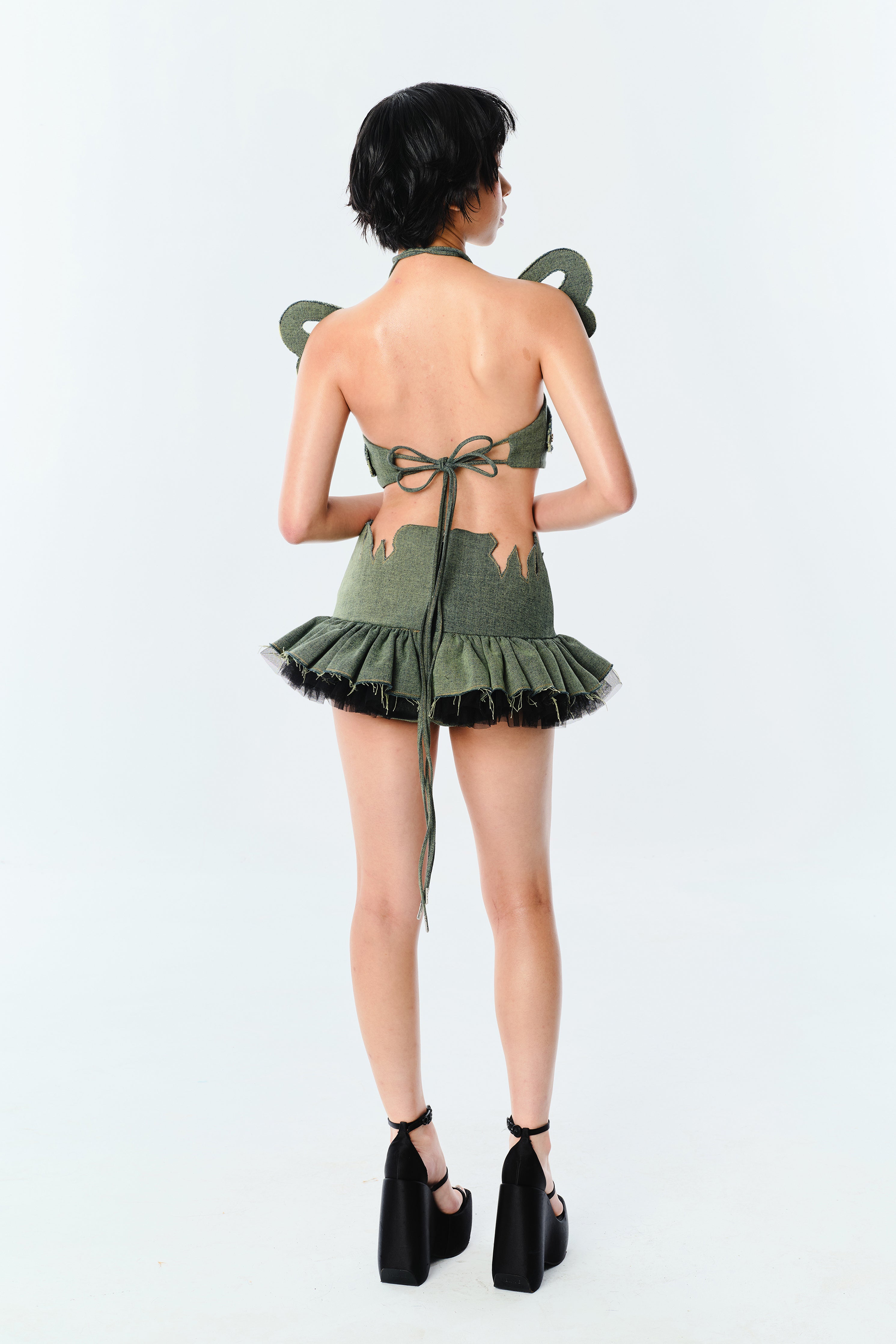 Pixie Fluff Skirt (Faded Green)