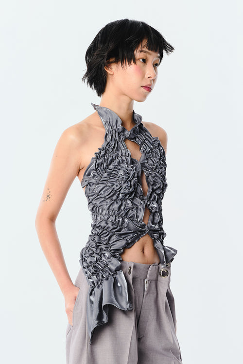 Blooming Smocked Top (Grey)